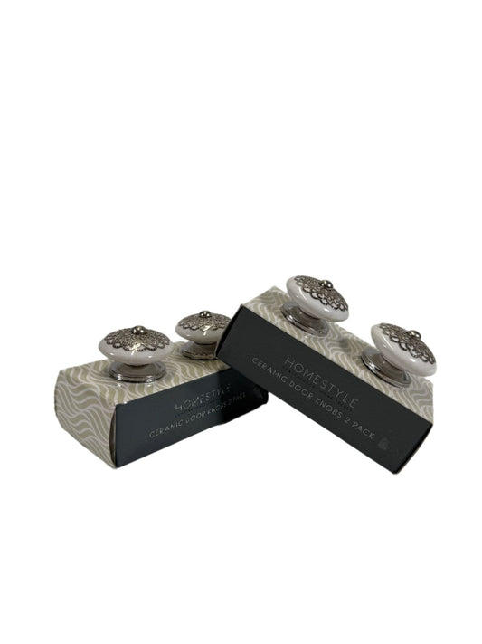 SECOND BEST TAASKASUTUS Hõbedase mustriga keraamilised sahtlinupud