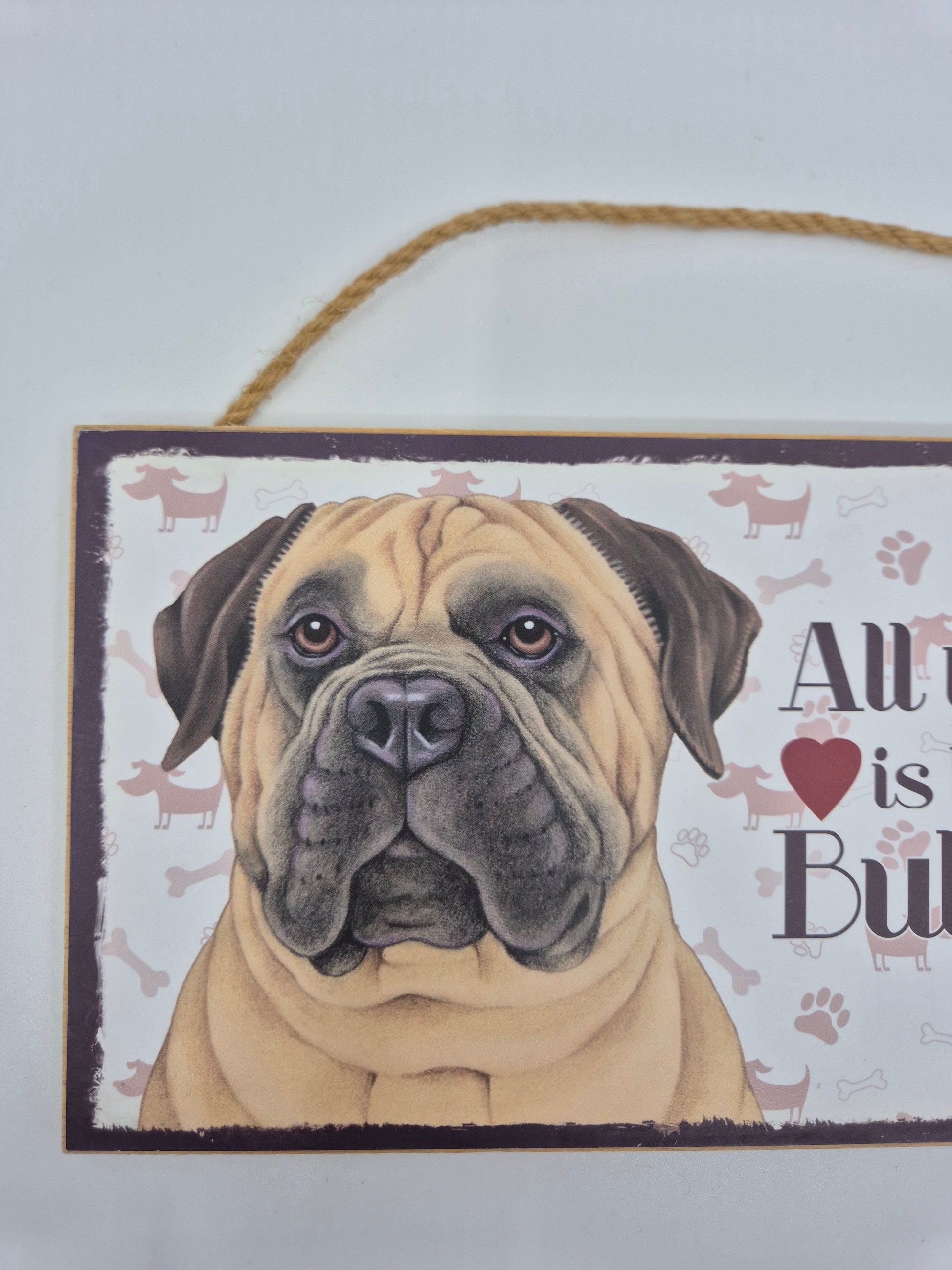 SECOND BEST TAASKASUTUS Puidust silt Bullmastiff