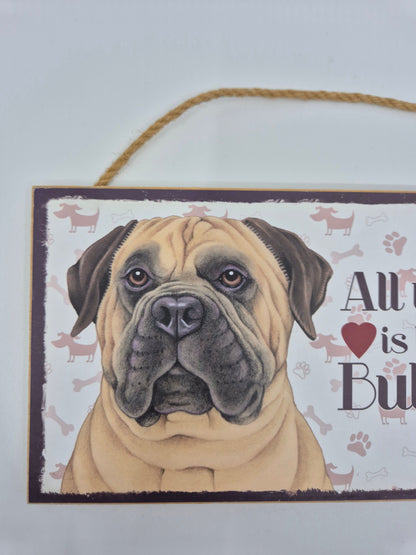 SECOND BEST TAASKASUTUS Puidust silt Bullmastiff