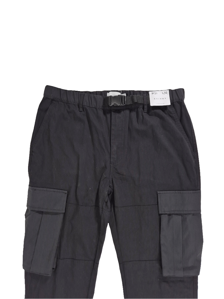 TOPMAN Meeste mustad taskutega püksid