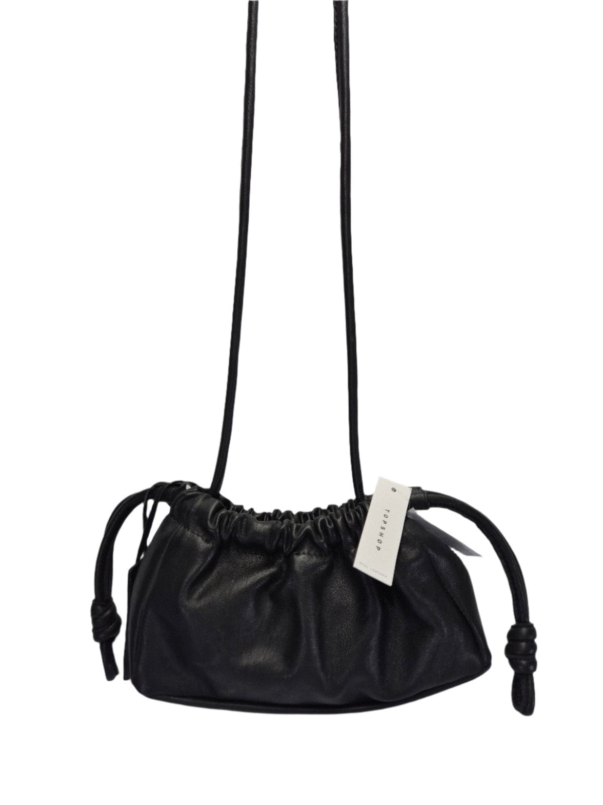 TOPSHOP Nahast must kokkutõmmatav õlakott