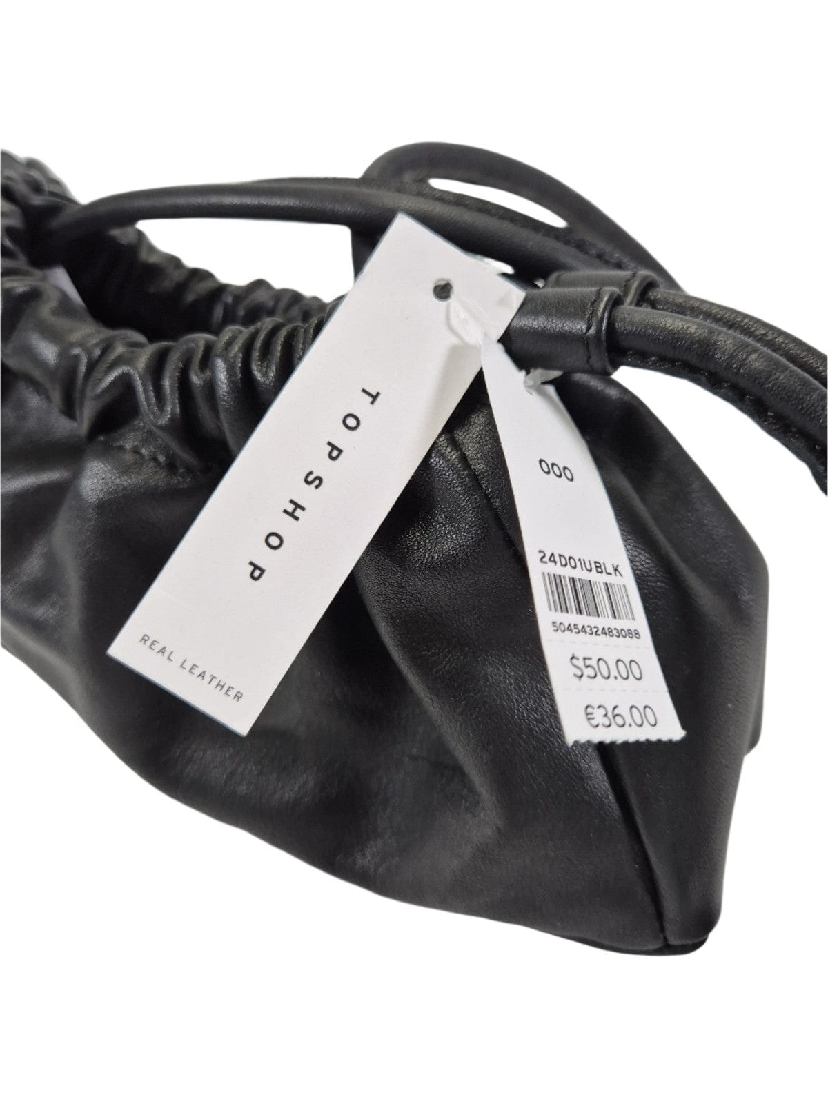 TOPSHOP Nahast must kokkutõmmatav õlakott