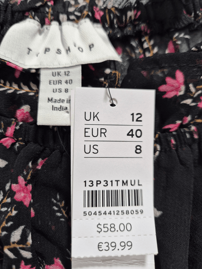 TOPSHOP Naiste must lilledega kroogitud pluus