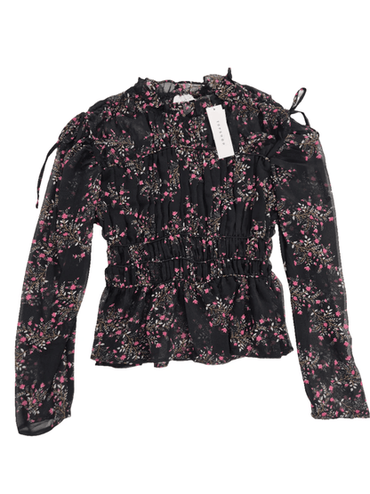 TOPSHOP Naiste must lilledega kroogitud pluus